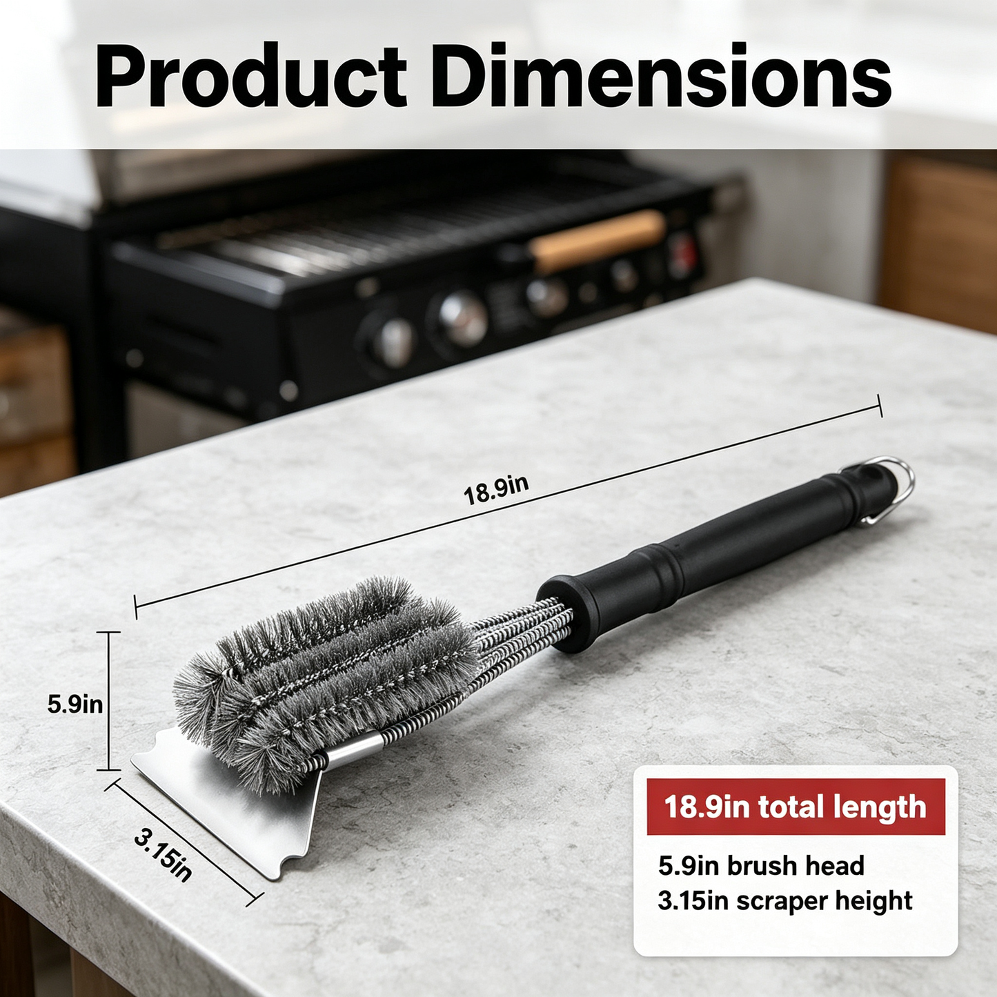 4-Head Grill Brush with Scraper