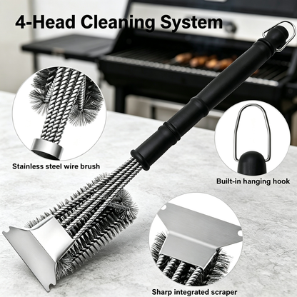 4-Head Grill Brush with Scraper