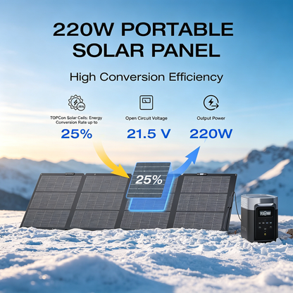 220W Portable Foldable Solar Panel with Stand - IP68 Waterproof