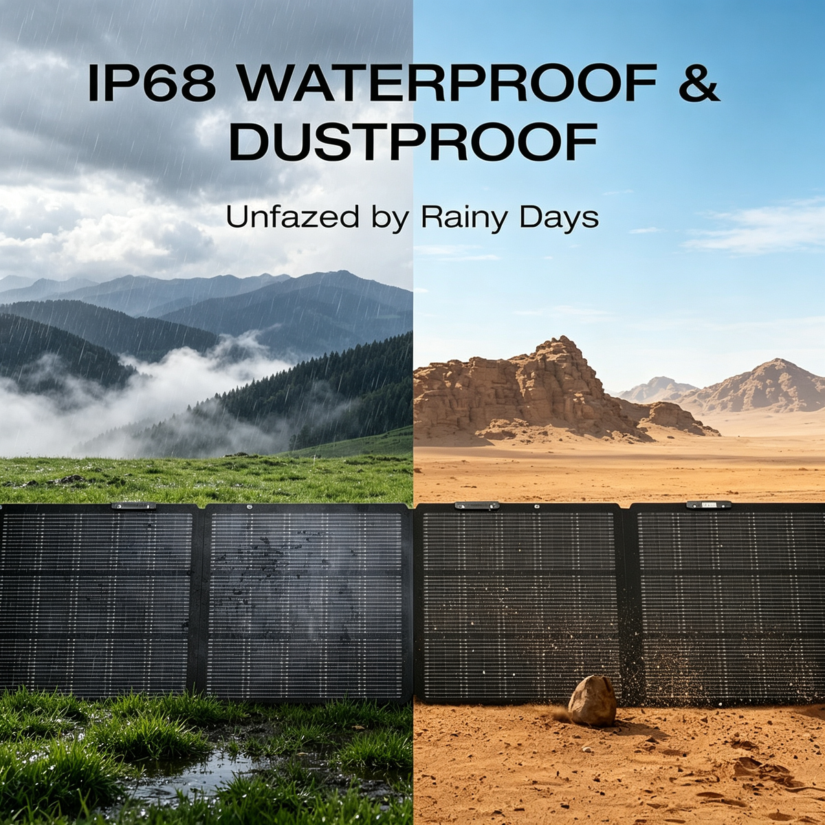 220W Portable Foldable Solar Panel with Stand - IP68 Waterproof